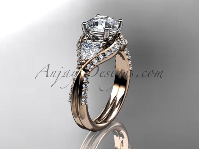 Unique 14kt rose gold diamond wedding ring, engagement ring  ADLR319 - AnjaysDesigns