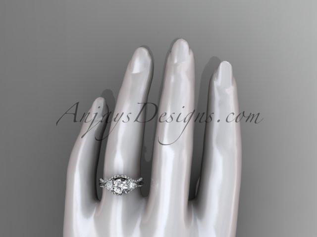 Unique platinum diamond wedding ring, engagement ring with a "Forever One" Moissanite center stone ADLR319 - AnjaysDesigns