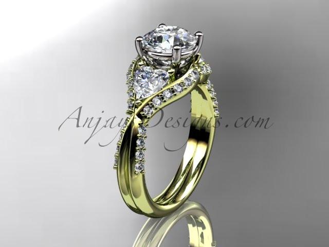 Unique 14kt yellow gold diamond wedding ring, engagement ring  ADLR319 - AnjaysDesigns