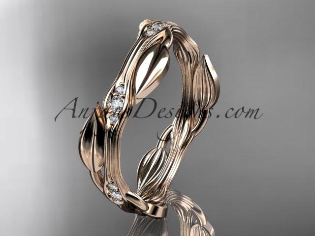 14k rose gold diamond leaf and vine wedding ring, engagement ring ADLR31 - AnjaysDesigns, Diamond Wedding Bands - Jewelry, Anjays Designs - AnjaysDesigns, AnjaysDesigns - AnjaysDesigns.co, 