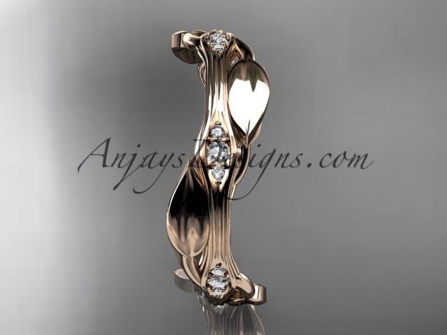 14k rose gold diamond leaf and vine wedding ring, engagement ring ADLR31 - AnjaysDesigns, Diamond Wedding Bands - Jewelry, Anjays Designs - AnjaysDesigns, AnjaysDesigns - AnjaysDesigns.co, 