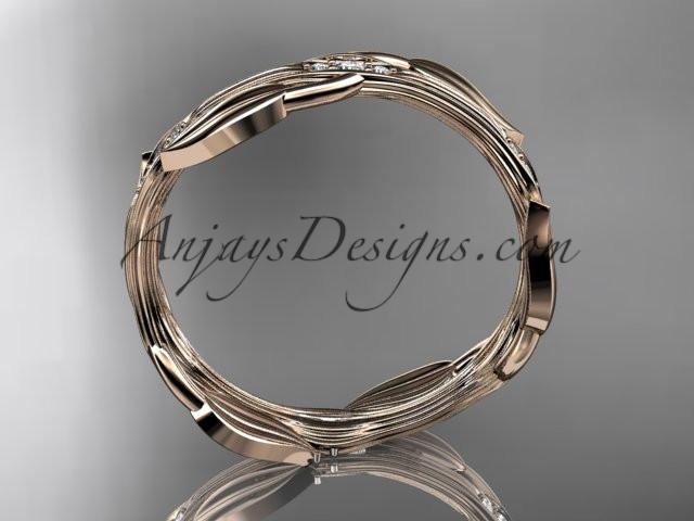14k rose gold diamond leaf and vine wedding ring, engagement ring ADLR31 - AnjaysDesigns, Diamond Wedding Bands - Jewelry, Anjays Designs - AnjaysDesigns, AnjaysDesigns - AnjaysDesigns.co, 