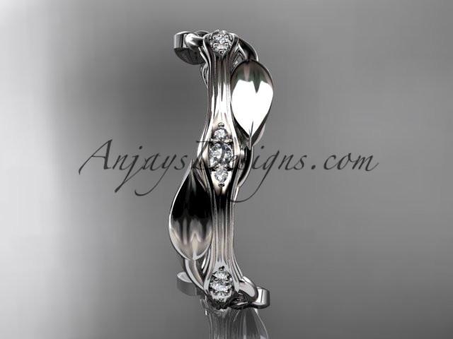 14k white gold diamond leaf and vine wedding ring,engagement ring ADLR31 - AnjaysDesigns