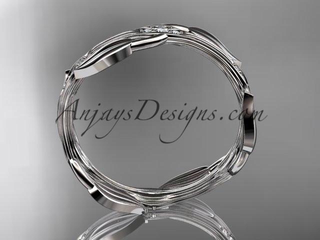 14k white gold diamond leaf and vine wedding ring,engagement ring ADLR31 - AnjaysDesigns