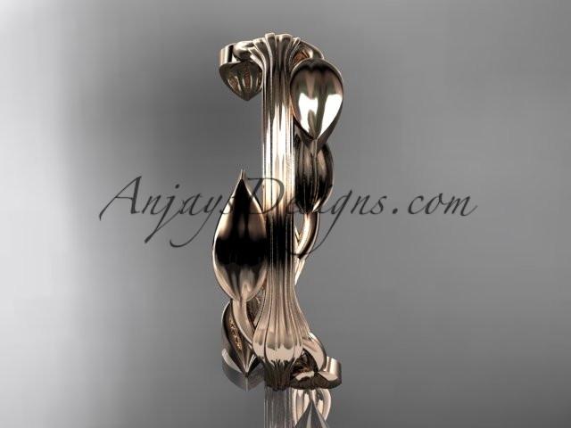 14kt rose gold leaf and vine wedding ring, engagement ring ADLR31A - AnjaysDesigns