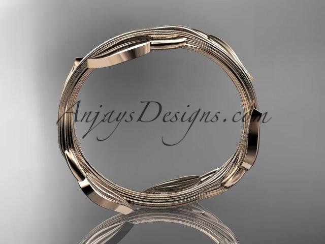 14kt rose gold leaf and vine wedding ring, engagement ring ADLR31A - AnjaysDesigns