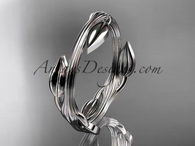 platinum leaf and vine wedding ring, engagement ring ADLR31A - AnjaysDesigns