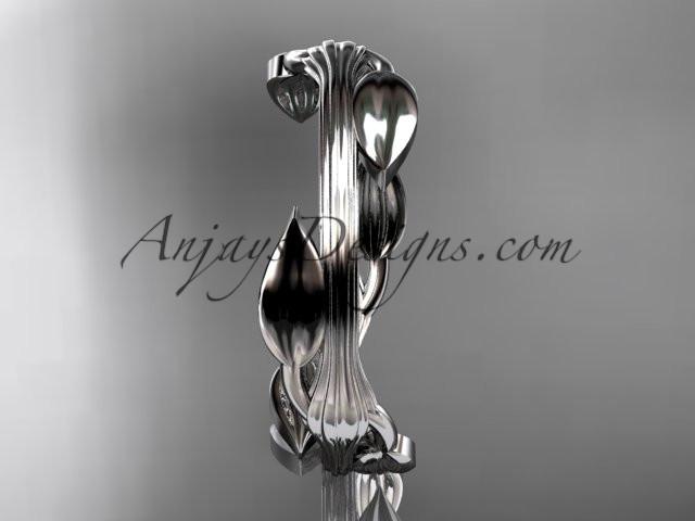 platinum leaf and vine wedding ring, engagement ring ADLR31A - AnjaysDesigns