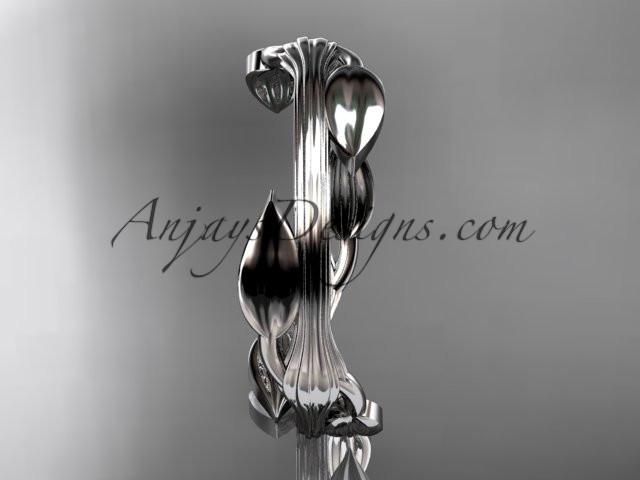 Platinum diamond leaf and vine wedding ring,engagement ring ADLR31 - AnjaysDesigns
