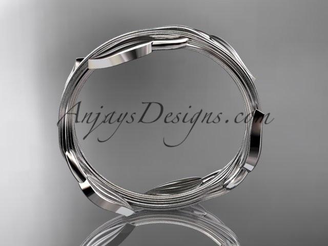 platinum leaf and vine wedding ring, engagement ring ADLR31A - AnjaysDesigns