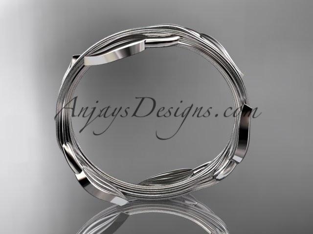 Platinum diamond leaf and vine wedding ring,engagement ring ADLR31 - AnjaysDesigns