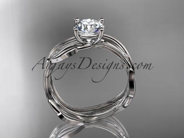 14k white gold diamond leaf and vine wedding ring set, engagement ring set ADLR31S - AnjaysDesigns