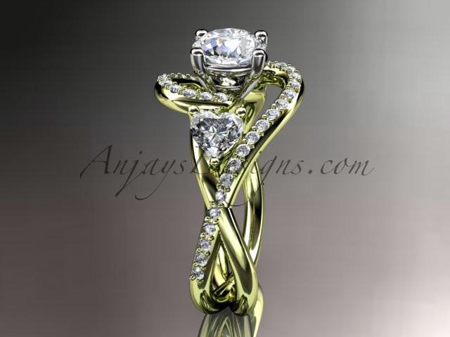 Unique 14kt yellow gold diamond engagement ring, wedding band ADLR320 - AnjaysDesigns