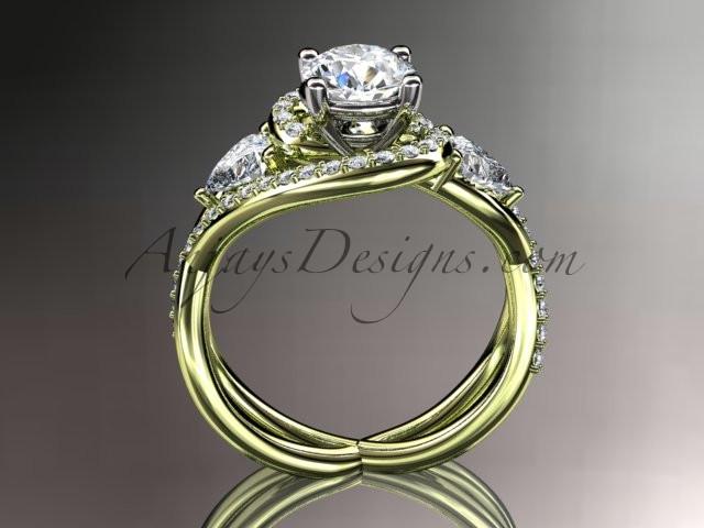 Unique 14kt yellow gold diamond engagement ring, wedding band ADLR320 - AnjaysDesigns