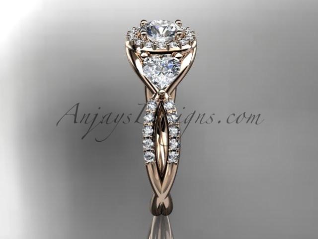 14kt rose gold diamond engagement ring, wedding band with a "Forever One" Moissanite center stone ADLR321 - AnjaysDesigns