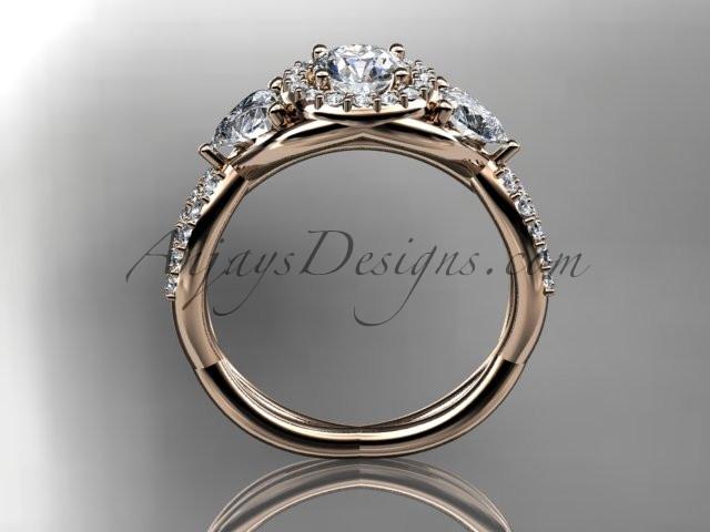 14kt rose gold diamond engagement ring, wedding band with a "Forever One" Moissanite center stone ADLR321 - AnjaysDesigns