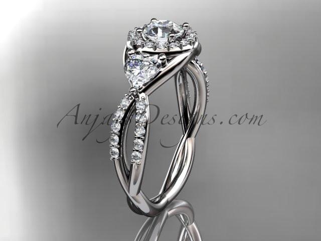 Platinum diamond engagement ring,wedding band with a "Forever One" Moissanite center stone ADLR321 - AnjaysDesigns