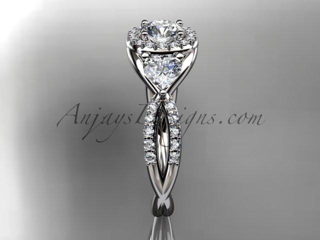 Platinum diamond engagement ring,wedding band with a "Forever One" Moissanite center stone ADLR321 - AnjaysDesigns