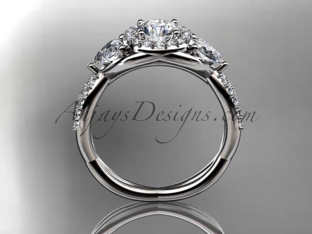 Platinum diamond engagement ring,wedding band with a "Forever One" Moissanite center stone ADLR321 - AnjaysDesigns