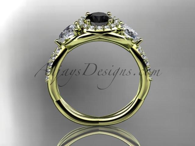 14kt yellow gold diamond engagement ring, wedding band with a Black Diamond center stone ADLR321 - AnjaysDesigns