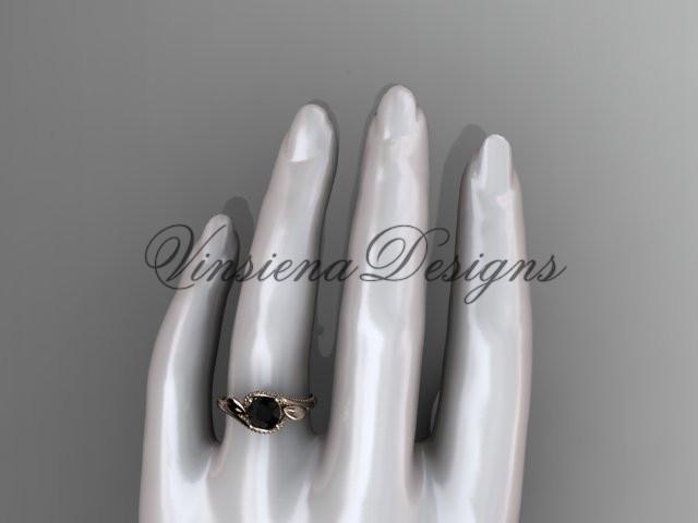 Unique 14kt rose gold engagement ring. Enhanced Black Diamond ADLR322