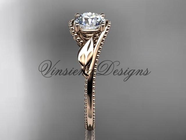 Unique 14kt rose gold engagement ring "Forever One" Moissanite ADLR322