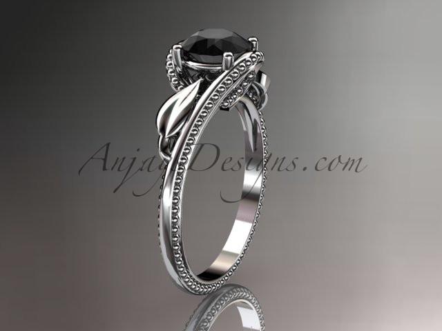 Unique platinum  engagement  ring with a Black Diamond center stone ADLR322 - AnjaysDesigns