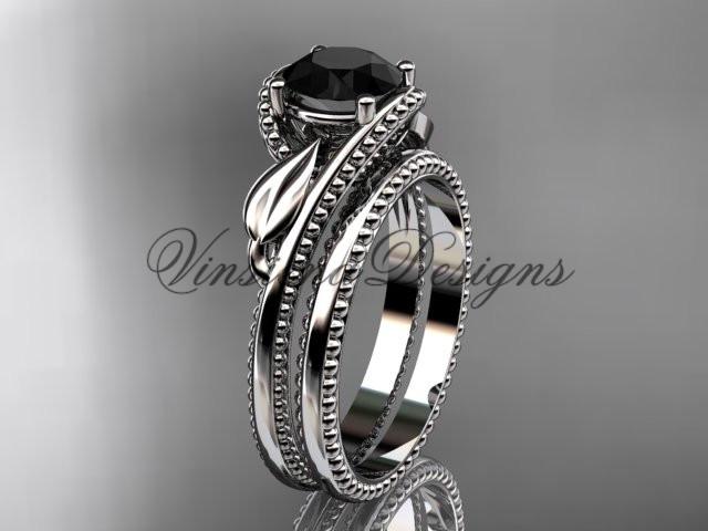 Unique platinum engagement set. Enhanced Black Diamond center stone ADLR322S