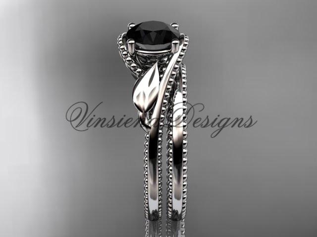Unique platinum engagement set. Enhanced Black Diamond center stone ADLR322S