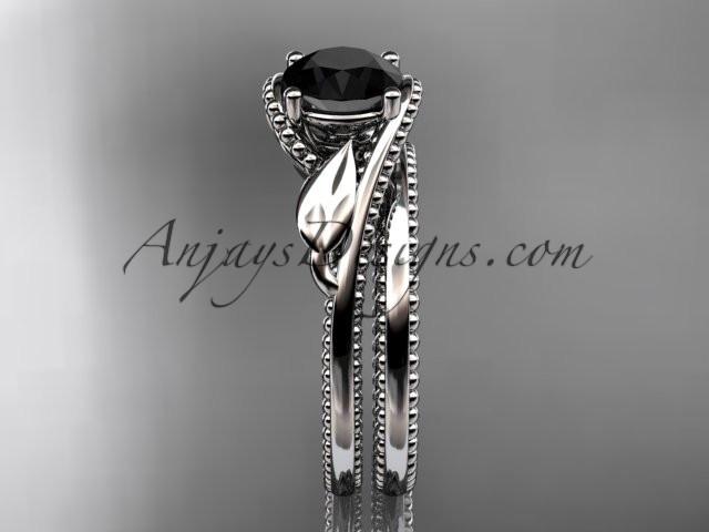 Unique 14kt white gold engagement set with a Black Diamond center stone ADLR322S - AnjaysDesigns