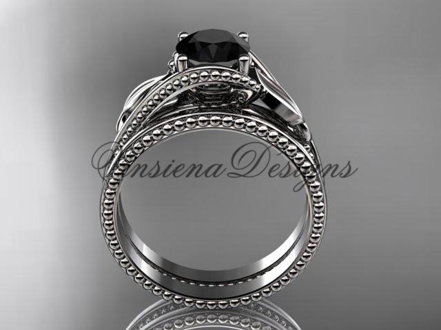 Unique platinum engagement set. Enhanced Black Diamond center stone ADLR322S