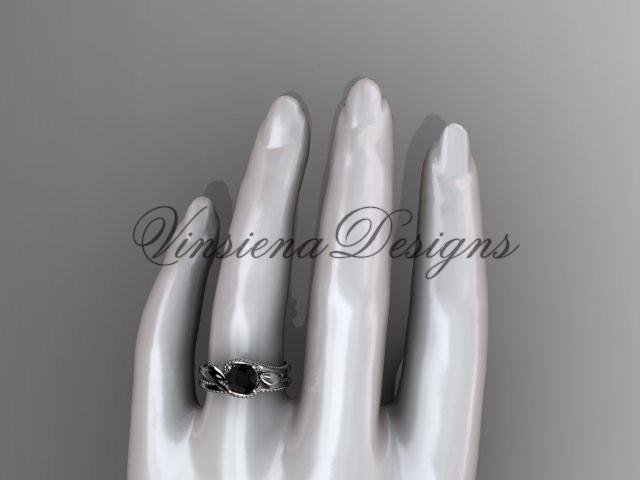 Unique platinum engagement set. Enhanced Black Diamond center stone ADLR322S