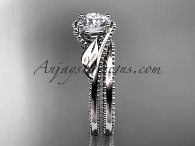 Unique platinum engagement set with a "Forever One" Moissanite center stone ADLR322S - AnjaysDesigns