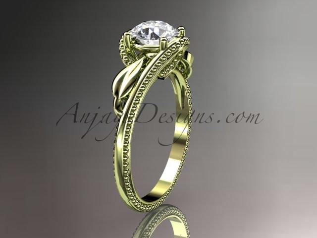 Unique 14kt yellow gold engagement ring with a "Forever One" Moissanite center stone ADLR322 - AnjaysDesigns