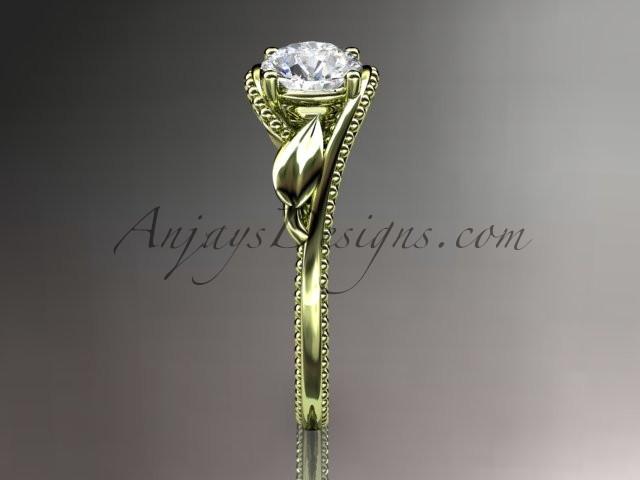 Unique 14kt yellow gold engagement ring with a "Forever One" Moissanite center stone ADLR322 - AnjaysDesigns