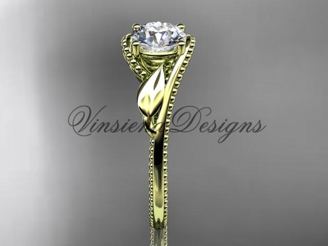 Unique 14kt yellow gold engagement ring "Forever One" Moissanite ADLR322