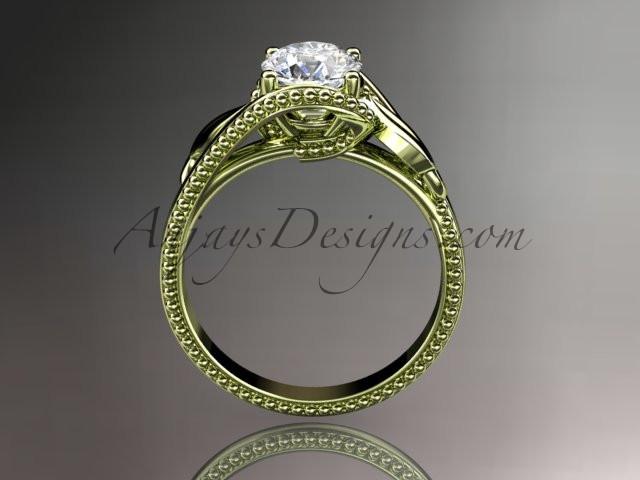 Unique 14kt yellow gold engagement ring with a "Forever One" Moissanite center stone ADLR322 - AnjaysDesigns