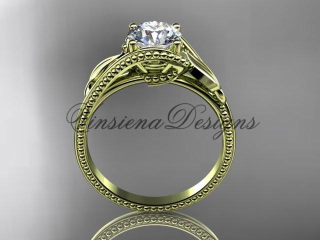 Unique 14kt yellow gold engagement ring "Forever One" Moissanite ADLR322