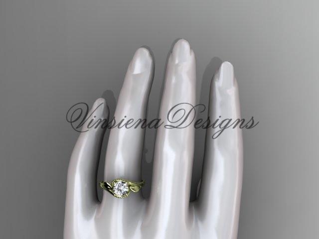 Unique 14kt yellow gold engagement ring "Forever One" Moissanite ADLR322