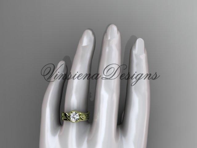 Unique 14kt yellow gold engagement set, "Forever One" Moissanite ADLR322S