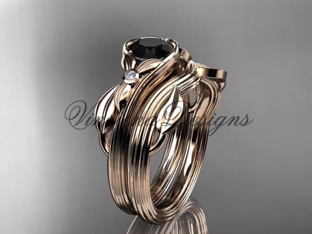 14kt rose gold diamond floral engagement set, Enhanced Black Diamond ADLR324S