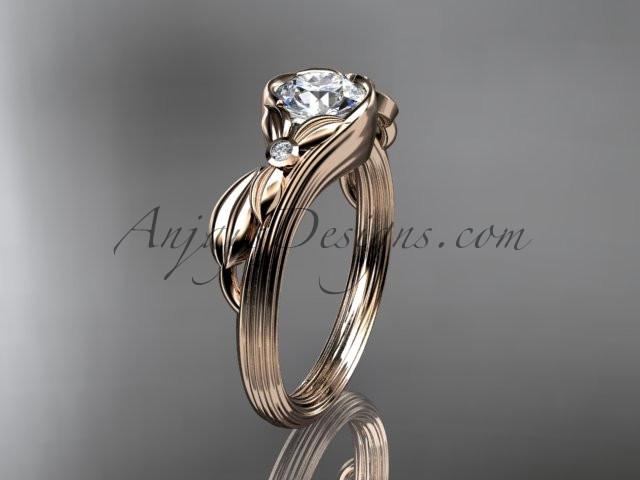 Unique 14kt rose gold diamond floral engagement ring ADLR324 - AnjaysDesigns