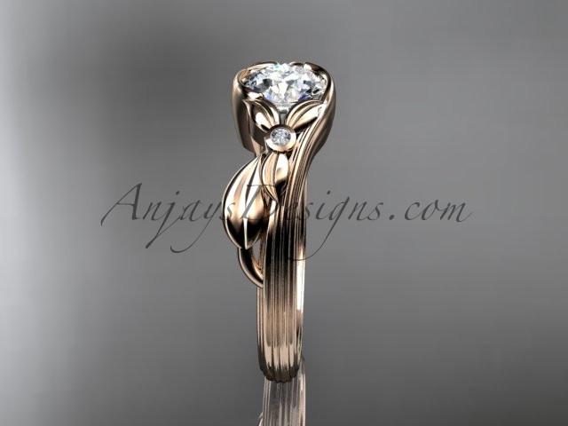 Unique 14kt rose gold diamond floral engagement ring ADLR324 - AnjaysDesigns
