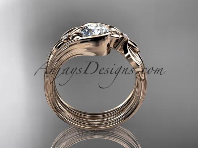 Unique 14kt rose gold diamond floral engagement set with a "Forever One" Moissanite center stone ADLR324S - AnjaysDesigns