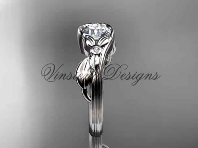 Unique platinum diamond floral engagement ring ADLR324P