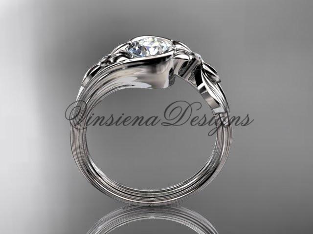 Unique platinum diamond floral engagement ring ADLR324P