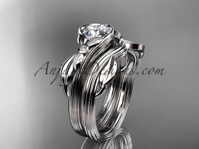 Unique platinum diamond floral engagement set ADLR324S - AnjaysDesigns