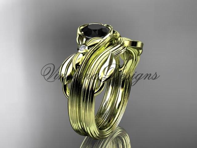 14kt yellow gold diamond floral engagement set, Enhanced Black Diamond  ADLR324S