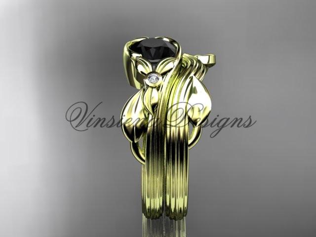 14kt yellow gold diamond floral engagement set, Enhanced Black Diamond  ADLR324S