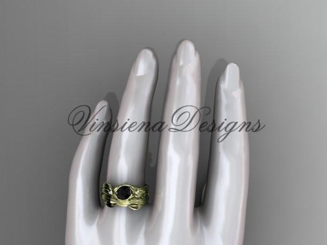 14kt yellow gold diamond floral engagement set, Enhanced Black Diamond  ADLR324S